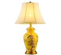 Hand-Painted Ceramic Table Lamp, American Style Night Light for Bedroom, Large Oriental Desk Lamp for Study Room and Living Room Decor