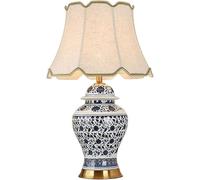 Hand-Painted Ceramics Table Lamp Blue and White Porcelain Vase Bedroom Bedside Lamp Large Oriental Ceramics Desk Lamps for Living Room Home Office Desk Nightstand Table