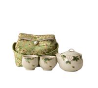 Hand-Painted Chinese Gongfu Tea Set, 1 Teapot & 2 Cups, Portable Porcelain Osmanthus Kung Fu Tea Set with Travel Case, Asian Adult Tea Set