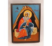 Hand Painted Christian Icon of St. Elias Elijah fed by the ravens