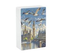 Hand-Painted City Cigarette Case Stylish Lightweight Pocket Holder Case for Smoke Waterproof Cigarette Dispenser Cigarettes Accessories for Outdoor Camping Hiking