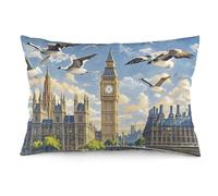 Hand-Painted City Pillow Cover Flannel Lumbar Pillow Case Rectangle Decorative Soft Plush Pillowcase Modern Double Sided Pattern Cushion Covers for Home Office Sofa 12 "x20