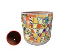 Hand-Painted Colorful Classical Planter Ceramic Plant Pot Mosaic Large Flower Pot European Flowerpot Garden Balcony Decoration Bonsai Pot Rural Outdoor,G-25 * 28CM