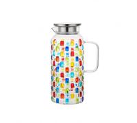 Hand Painted Colorful Crystal Glass Pitcher with Stainless Steel Lid - Colorful Weaving Design,Hot/Cold Water Jug, Juice and Iced Tea Beverage Carafe(1500ml).
