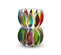 Hand Painted Colorful Crystal Glass Vase 6.9 inch Tall.