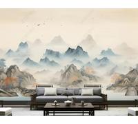 Hand Painted Colourful Landscape Trees Flying Birds 3D Wallpaper Luxury Silk Study Dining Feature Sofa Grey Bedroom Living Room Tv Decorative Wall-400cm×280cm