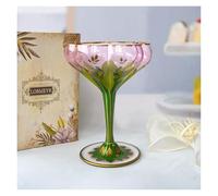 Hand-Painted Crystal Glassware Set: Medieval Goblets, Champagne Flutes, Ice Cream Bowls & Austrian Vintage Red Wine Glasses | Elegant Dining & Gifts(Vintage Champagne Glass)