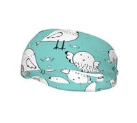 Hand Painted Cute Little Bird Seamless Pattern Headbands Men Women Non Slip Wicking Sports Sweatband for Gym Basketball Yoga Hairbands