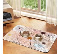 Hand Painted Dandelion,Waterproof Pet Feeding Mat,PU Leather Placemats for Cat Dog Water Bowl,Food Mats,30x45cm