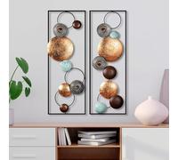 Hand-Painted Decorative Metal Wall Accessory (2 Pieces), 32 x 92 x 4 cm, 100% Metal, Unique Colour Variations, Perfect for Home Decor & Art Display
