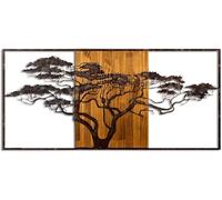 Hand-Painted Decorative Wooden Wall Accessory, 147 x 70 x 3 cm, 100% Solid Wood (3 cm) & Metal (1.5 mm), Unique Design with Natural Variations