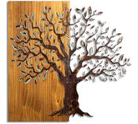 Hand-Painted Decorative Wooden Wall Accessory, 60 x 58 x 3 cm, 100% Solid Wood (3 cm) & Metal (1.5 mm), Unique Art for Home Décor, Natural Variations