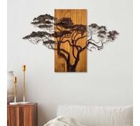 Hand-Painted Decorative Wooden Wall Accessory, 90 x 58 x 3 cm, 100% Solid Wood (3 cm) & Metal (1.5 mm), Unique Colour Variations for Stylish Home Decor