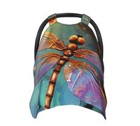 Hand Painted Dragonfly Baby Car Seat Canopy Cover, Multi Use Breathable Nursing Breastfeeding Covers for Mom Soft Stroller Sun Shade Newborn Shower Gift