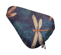 Hand Painted Dragonfly Bike Seat Cover Waterproof Oxford Fabric, Universal Adjustable Bicycle Saddle Cover with Drawstring Easy Install Protective Rain Dust Covers for Women Men