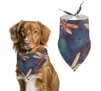 Hand Painted Dragonfly Dog Bandana Triangle Dog Scarf Washable Polyester Dog Bibs Cute Pet Bandana for Medium Large Dogs Puppy and Cats