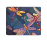 Hand Painted Dragonfly Gaming Mouse Pad 10x12in, Cute Mouse Mat with Stitched Edges Non-Slip Waterproof Desk Pad Small Mousemat for Keyboard Home Office Gaming Work