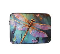 Hand Painted Dragonfly Laptop Sleeve for Women Men, 15 Inch Waterproof Laptop Bag Lightweight Notebook Computer Cover Bag