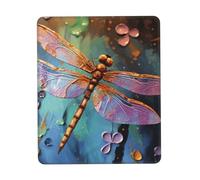 Hand Painted Dragonfly Mouse Pad Waterproof Non-Slip Rubber Base Mousepads Smooth Gaming Mouse Pads with Stitched Edge Computer Mouse Mat for Home Office Decor Desk Accessories 7.9 X 9.5 in