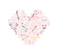 Hand Painted Dragonfly Print Building Brick Block Puzzle Heart Shaped,Christmas Valentines Birthday Anniversary Presents