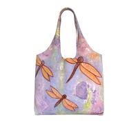Hand Painted Dragonfly Print Canvas Tote Bags for Women Reusable Grocery Bag Large Gym Canvas Cloth Pouchportable Shopping Handbag