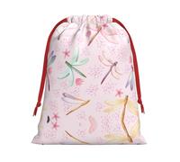 Hand Painted Dragonfly Print Ultra Soft Plush Drawstring Gift Bag, Xmas Party Candy Treat Favors, Christmas Holiday Sacks, Wedding Jewelry Pouches