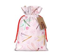 Hand Painted Dragonfly Printing 1 Pc Christmas Bag With Drawstring For All Adults To Give Presents Halloween