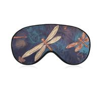 Hand Painted Dragonfly Sleep Mask for Women Men, Soft Eye Mask with Adjustable Strap for Sleeping, Light Blocking Travel Blindfold for Nap Comfortable Eye Cover for Home Office