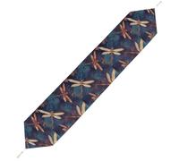 Hand Painted Dragonfly Table Runner for Dining Table, Short Plush Runners Washable & Durable Tablerunner Modern Home Decor for Wedding, Kitchen, Holiday 200*33cm