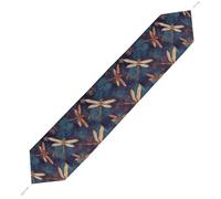 Hand Painted Dragonfly Table Runner for Dining Table, Short Plush Runners Washable & Durable Tablerunner Modern Home Decor for Wedding, Kitchen, Holiday 178*33cm