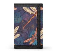Hand Painted Dragonfly Wallet,Credit Card Holder,Three-fold Wallet for Passport Covers, Purse Passport Bag for Men Women