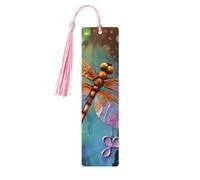 Hand Painted Dragonfly Wood Bookmark for Book Lovers Birthday Teachers Gift, Handmade Craft Book Marks Ornaments with Tassel Exquisite Reading Page Markers for Men Women