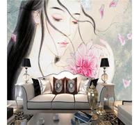Hand Painted Elegant Flowers Petals Beautiful Woman 3D Wallpaper Easy Install Feature Office Living Room Sofa Bedroom TV Background Wall Decoration-430cm×300cm