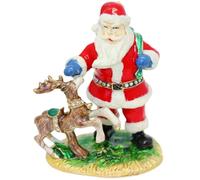 Hand Painted Enameled Christmas Trinket Box Hinged Collectible Santa Hinged Jewelry Box Ring Boxes Gifts Christmas Ornament (Santa,Deer)