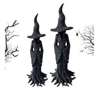 Hand-Painted Enchanting Witch Statue - Mystical Home Guardian, Vintage Gothic Decor for Bookshelf or Porch, Curse Protection Figurine, Retro Magician Collector's Art Piece (2pcs mix)