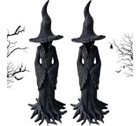 Hand-Painted Enchanting Witch Statue - Mystical Home Guardian, Vintage Gothic Decor for Bookshelf or Porch, Curse Protection Figurine, Retro Magician Collector's Art Piece (2 pcs 12in)