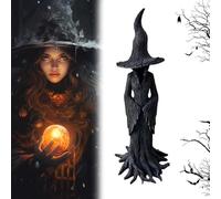 Hand-Painted Enchanting Witch Statue the Guardian of Your Home, Halloween Decorations Outdoor, Resin Witch Statue, Gothic Mystery Statues, Retro Home Decorations, Two Specifications(30CM (11.81In Tall