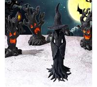 Hand-Painted Enchanting Witch Statue: The Guardian of Your Home, Halloween Statue Decoration, Resin Retro Mysterious Magician, Resin Home Office Desk Festival Decoration (30CM)