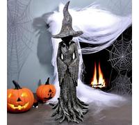 Hand-Painted Enchanting Witch Statue: The Guardian of Your Home, Halloween Statue Decoration, Resin Retro Mysterious Magician, Resin Home Office Desk Festival Decoration (20CM)