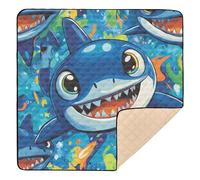 Hand Painted Fish sea Cartoon Sea Cute Foldable Baby Play Mat for Floor Lightweight Tummy Time Activity Mat for Baby Kids Toddlers Infants, 50'' x 50''