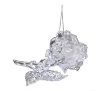 Hand-Painted Floral Christmas Tree Ornament 10x7cm Polycarbonate White | Transparent polycarbonate material shimmers under lights weighs 40g easy to hang suitable for trees for windows parties