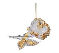Hand-Painted Floral Christmas Tree Ornament 10x7cm Polycarbonate White | Transparent polycarbonate material shimmers under lights weighs 40g easy to hang suitable for trees for windows parties