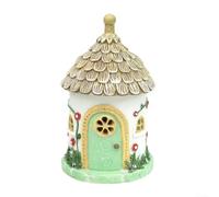 Hand-Painted Floral Fairy House Solar Light 15.8cm | Hand-painted floral design, enchanting glow, 15.8cm height, perfect for garden paths, patio decor
