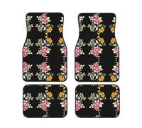 Hand painted flower Car floor mat set, 4-piece truck interior set, car carpet suitable for most cars, sedans and trucks