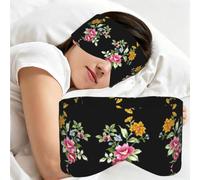 Hand Painted Flower Print Sleeping Mask Reversible Full Face Coverage Travel Eye Shield
