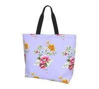 Hand Painted Flower Reusable Tote Bag With Zip Waterproof Shoulder Bag With Pockets Casual Crossbody Handbags With Adjustable Shoulder Straps For Outdoors, College, Work, Gifts Shopping