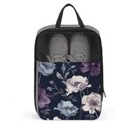 Hand Painted Flowers Shoe Bags Foldable Breathable Portable Shoe Puches Organizer Stylish Expandable Packing Travel Shoes Bags for Sneakers Gym Luggage Closet