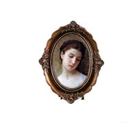 Hand painted For Vintage oval picture frame with antique brown resin, assembled hanging hardware for easy wall mounting, adds a timeless look to photo or art displays
