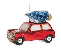 Hand Painted Glass Christmas Tree Decoration - Car & Christmas Tree (10cm)