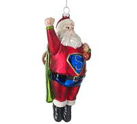 Hand Painted Glass Christmas Tree Decoration - Super Santa (13cm)